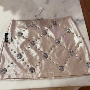 Express Shimmering Silver Mini Skirt